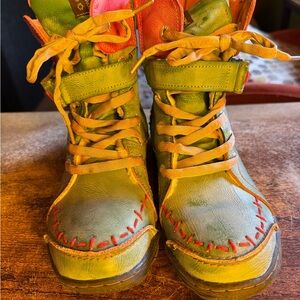 Funky Boots with Red Stitching
a roomy size 9 
Worn once